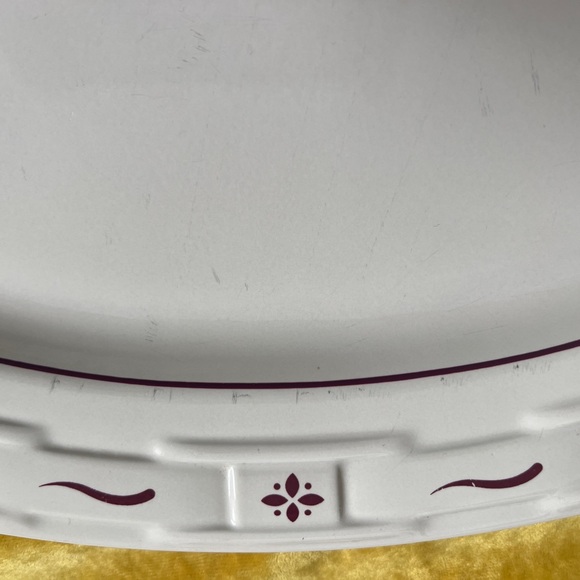 Longaberger Woven Traditions Pottery Heritage Red Turkey Platter 19" x 15"~USA - Picture 2 of 5